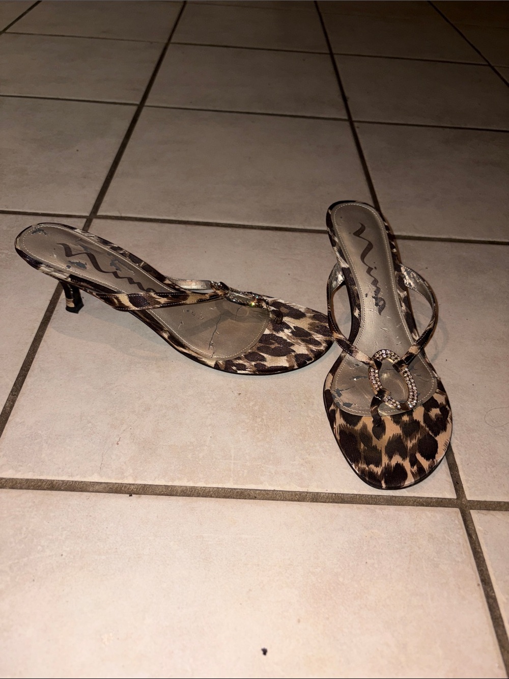 Nina Leopard Print Kitten Heel Sandals - Women